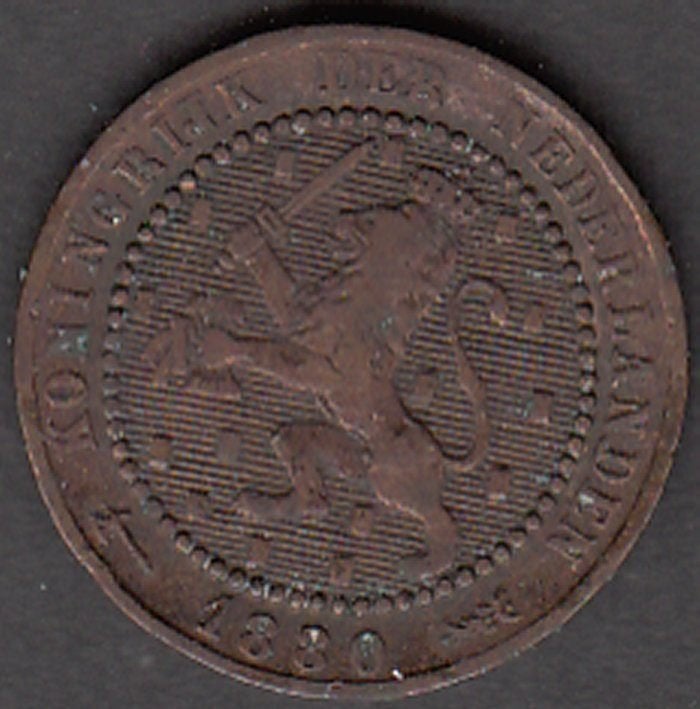 Nederland 1 cent 1880 Willem III, Sch. 697 in munthouder, Ophalen of Verzenden, Koning Willem III, 1 cent, Losse munt