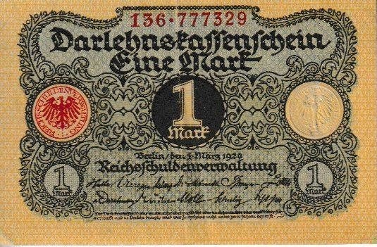 WEIMARREPUBLIEK - 1920 - DARLEHNKASSENSCHEIN - 1 MARK, Ophalen of Verzenden, Duitsland, Los biljet