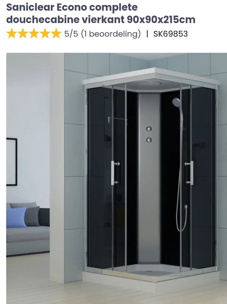 Saniclear Econo complete douchecabine vierkant, Ophalen, Nieuw, Douche