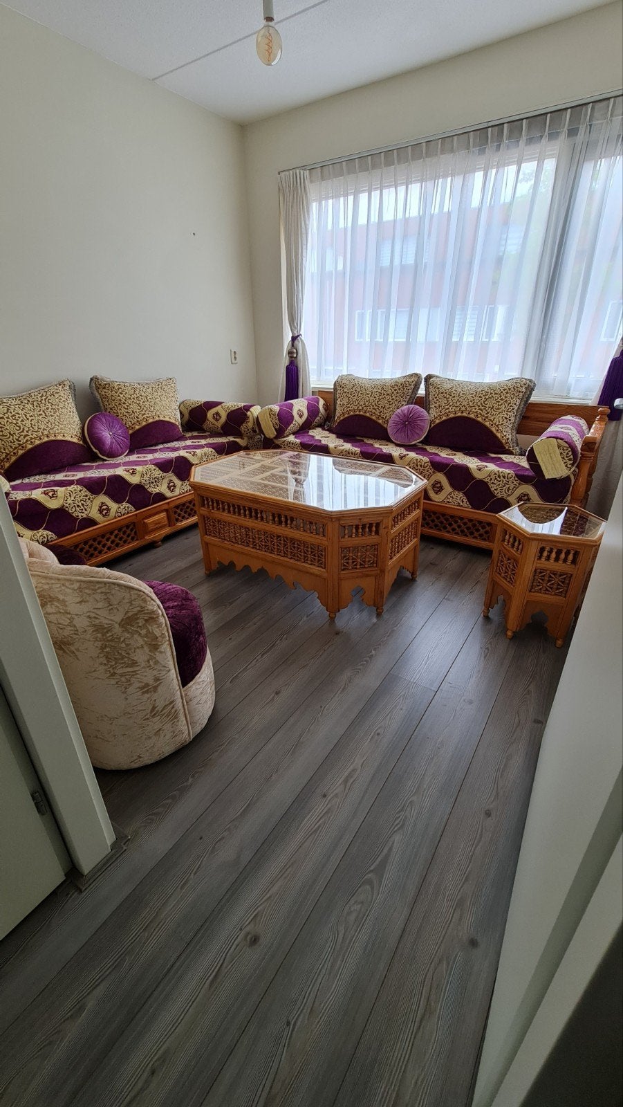 Prachtige Marokkaanse salontafel en bijzettafels, Ophalen, 50 – 75, 100 tot 150 cm, Overige houtsoorten