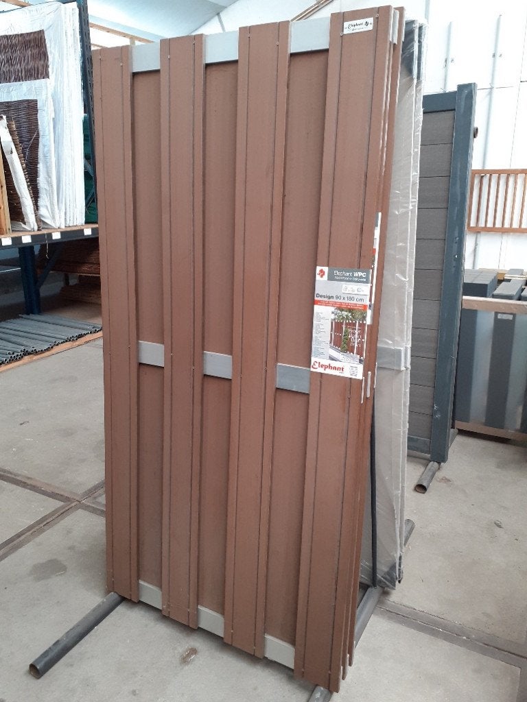 Elephant composiet scherm 90x180 cm Brown, Tuin en Terras, Ophalen, Kunststof, 1 tot 2 meter, Minder dan 3 meter