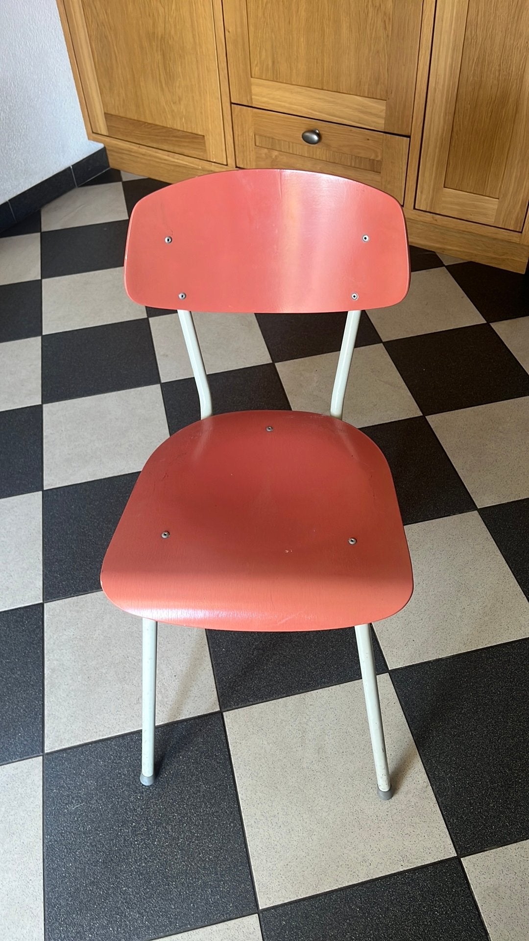 Vintage Zalm roze orginele DICO stoel nr 828, Huis en Inrichting, Ophalen, Zo goed als nieuw, Overige kleuren, Eén