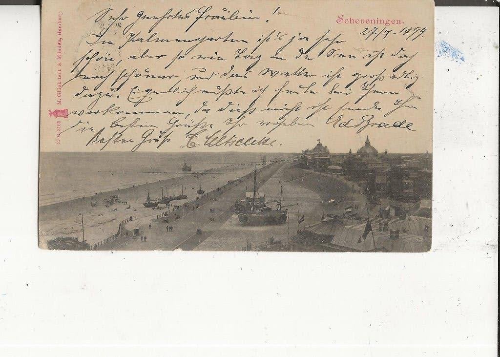 Scheveningen  Keizerstraat met  trekweg voor bomschuiten1899, Ophalen of Verzenden, Voor 1920, Gelopen, Zuid-Holland