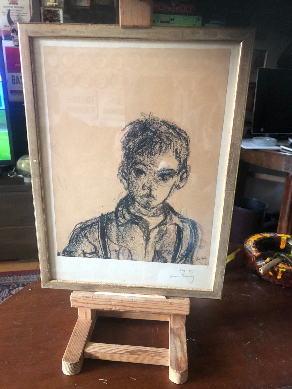 Pentekening Ralph Prins 1949 met brief, Antiek en Kunst, Kunst | Tekeningen en Foto's, Ophalen of Verzenden, Tekening, Potloodtekening