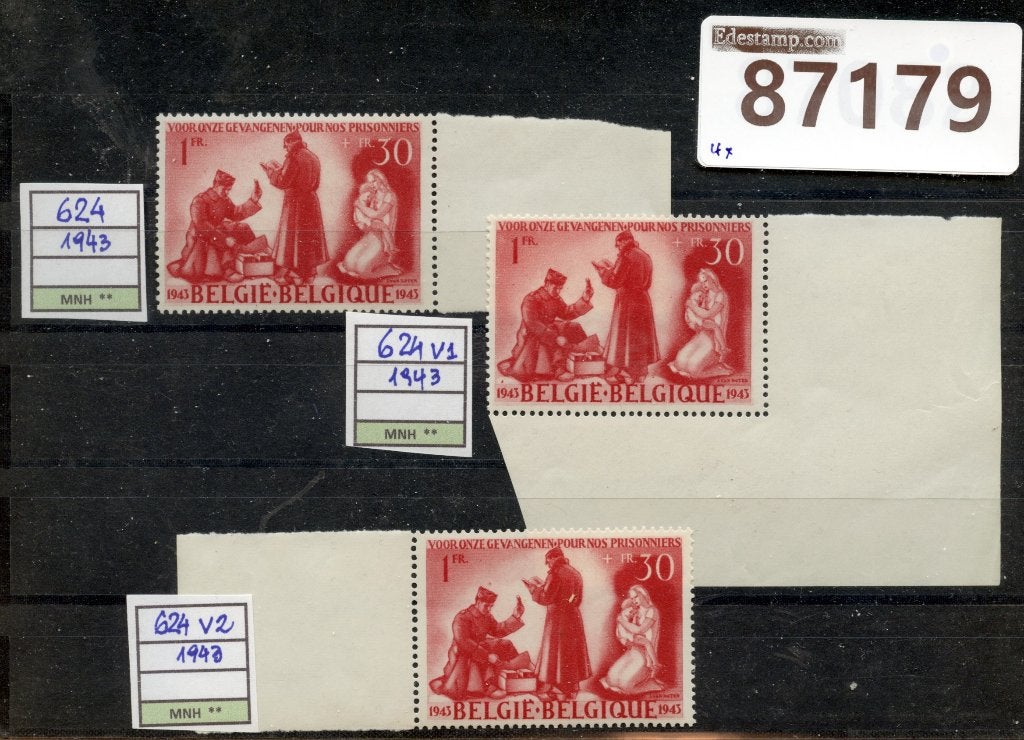 87179 BELGIE 1943 PLAATFOUTEN- COB#624 - CW € 50,00, Verzenden, Frankeerzegel, Postfris, Postfris