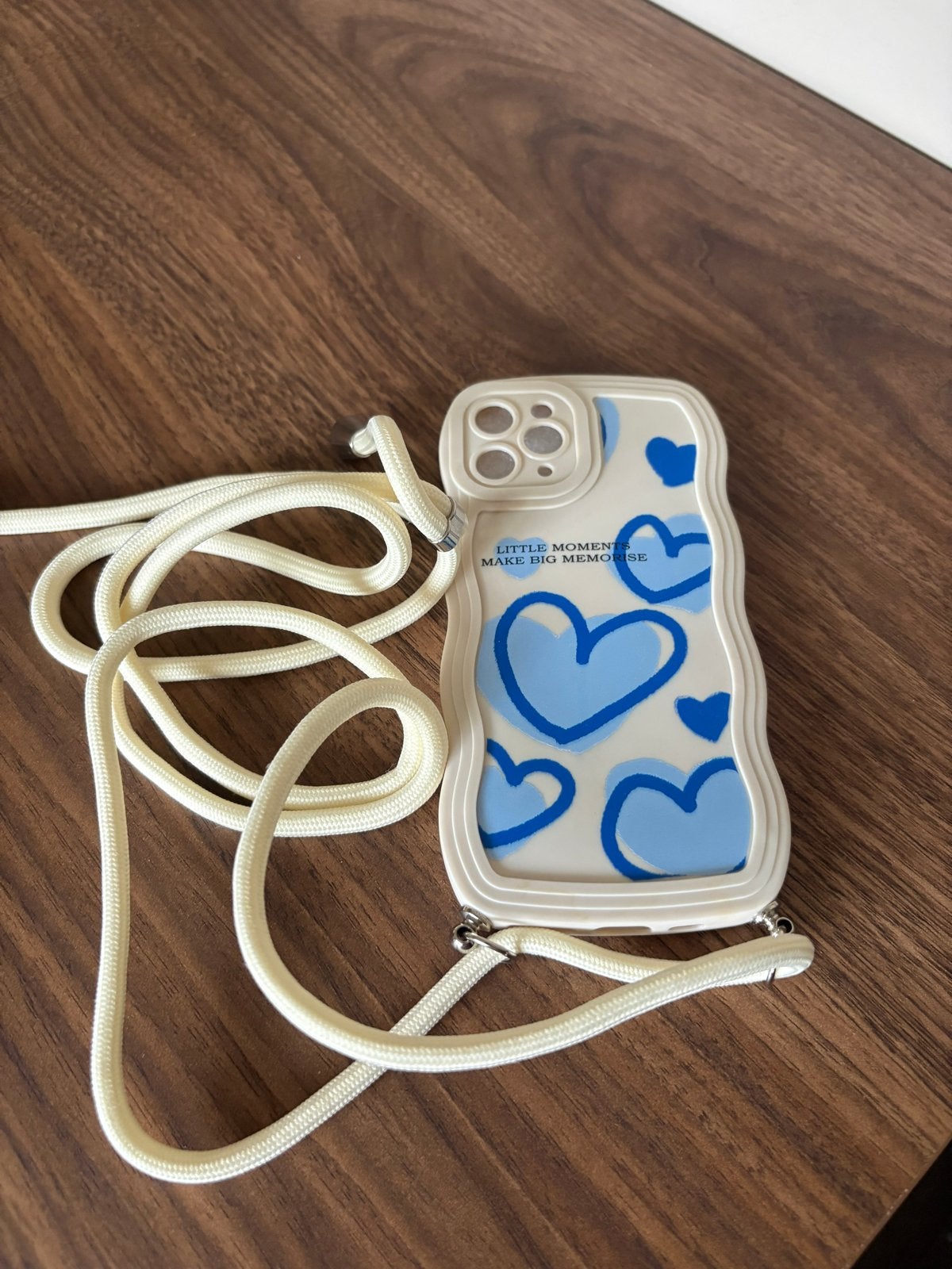 Telefoonhoesje met koord - Blauwe hartjes iphone 11 pro, Ophalen of Verzenden, Nieuw, Bescherming, Universeel