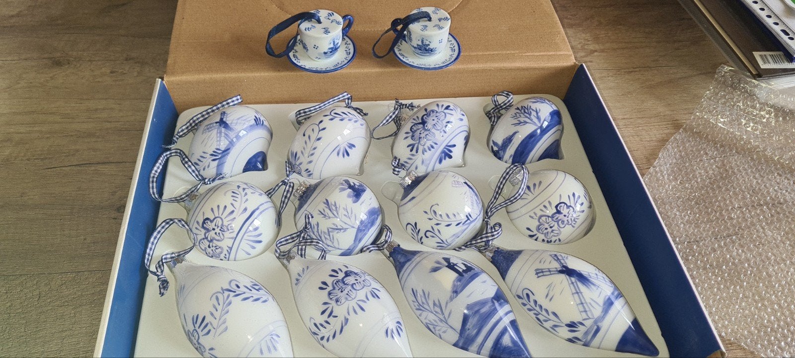 mooie set kersthangers van delft blauw, Diversen, Ophalen, Zo goed als nieuw