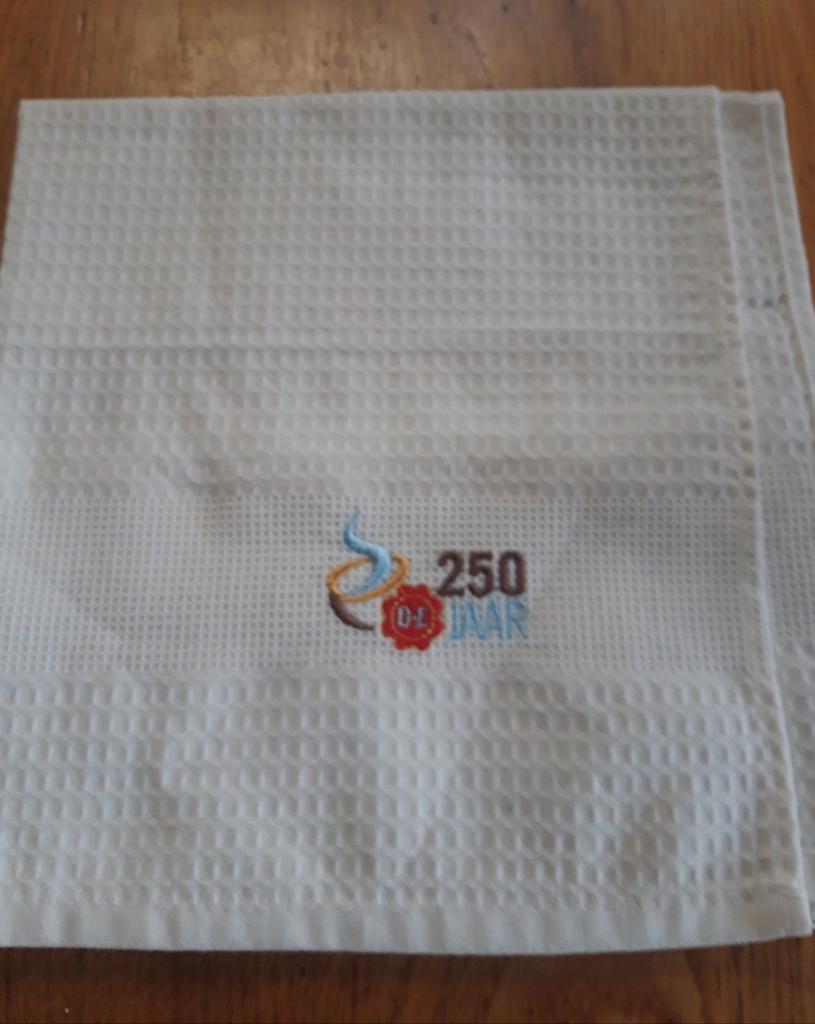 Nieuwe Douwe Egberts jubileum wafeldoek/theedoek 250 jaar, Ophalen, Nieuw, Theedoek of Handdoek