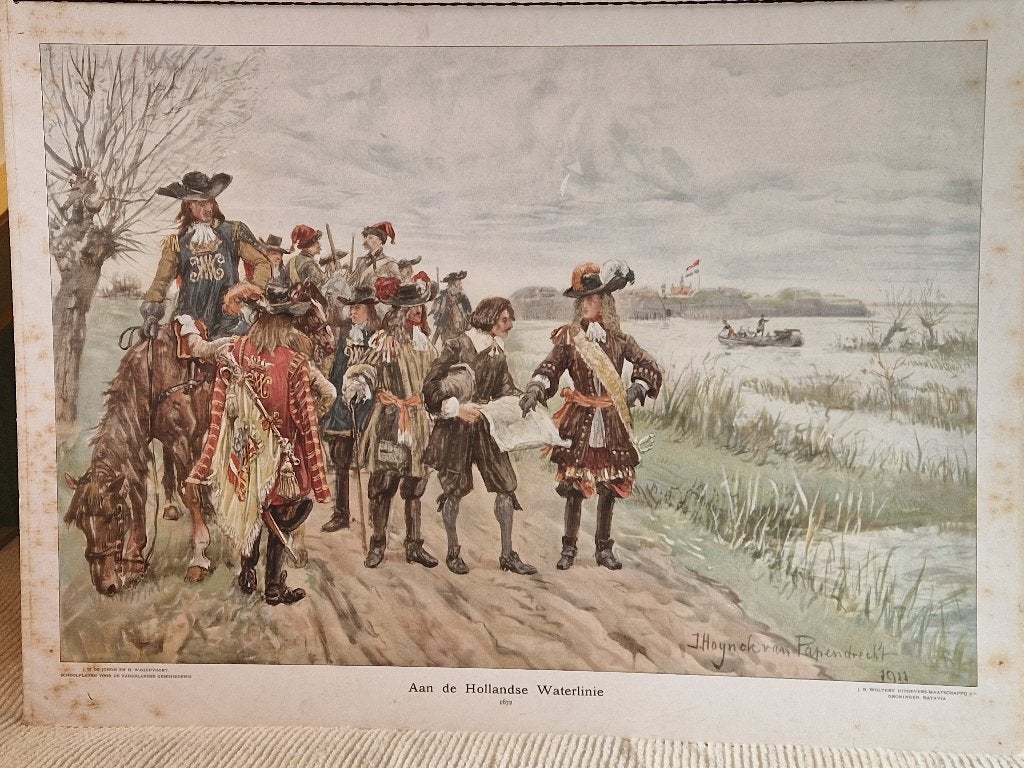 Schoolplaat "Aan de Hollandse Waterlinie", Antiek en Kunst, Ophalen, Geschiedenis