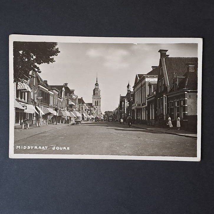 Fotokaart Joure Friesland Zicht op de Midstraat 1939, Verzamelen, Ansichtkaarten | Nederland, Verzenden, 1920 tot 1940, Gelopen
