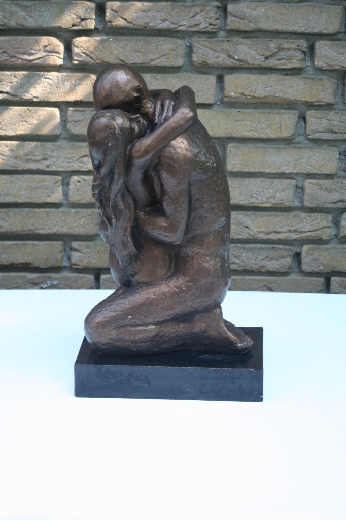 Zeer mooie grote oud romantsch beeld, Antiek en Kunst, Groep mensen, Ophalen of Verzenden, 20 - 50 cm, Overige materialen