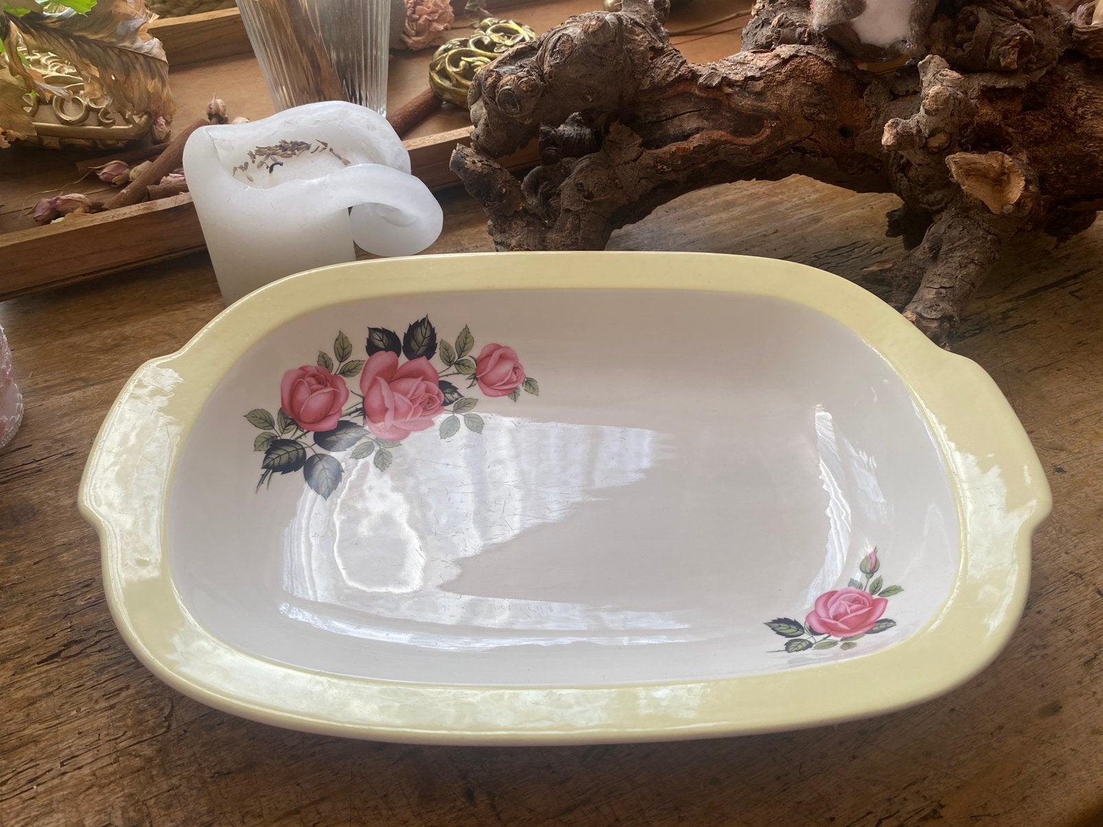 Regout schaal met greepjes Pastel Amore Rozen, Ophalen of Verzenden