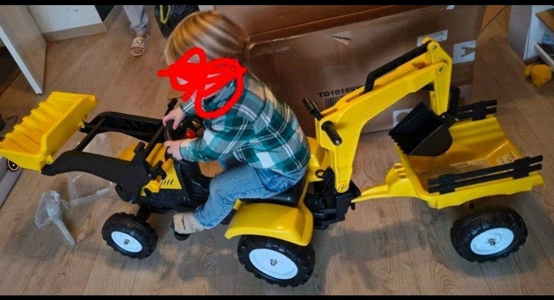 Kinder tractor met aanhanger en graafarm, Kinderen en Baby's, Speelgoed | Buiten | Voertuigen en Loopfietsen, Ophalen, Zo goed als nieuw