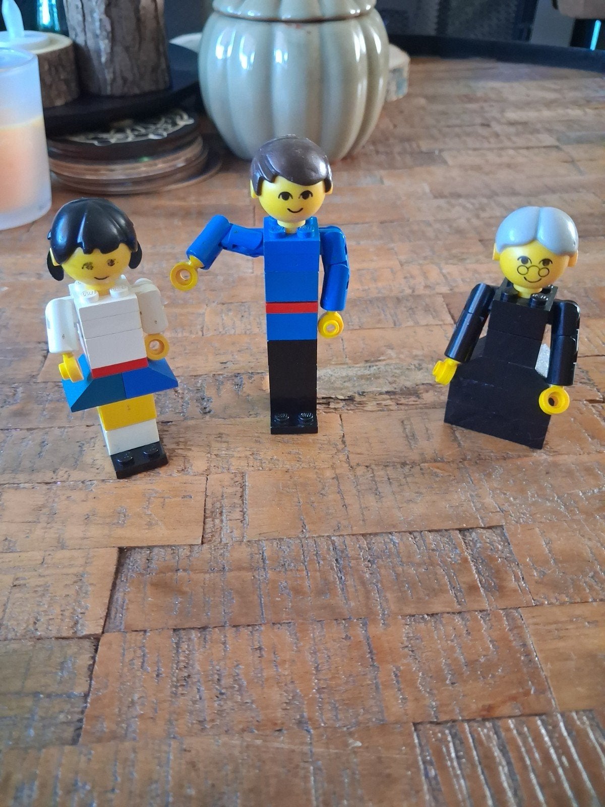 Vintage Lego Primo/Duplo set met figuren in blikken doos, Inclusief minifiguren, Gebruikt, Lego Primo, Ophalen of Verzenden