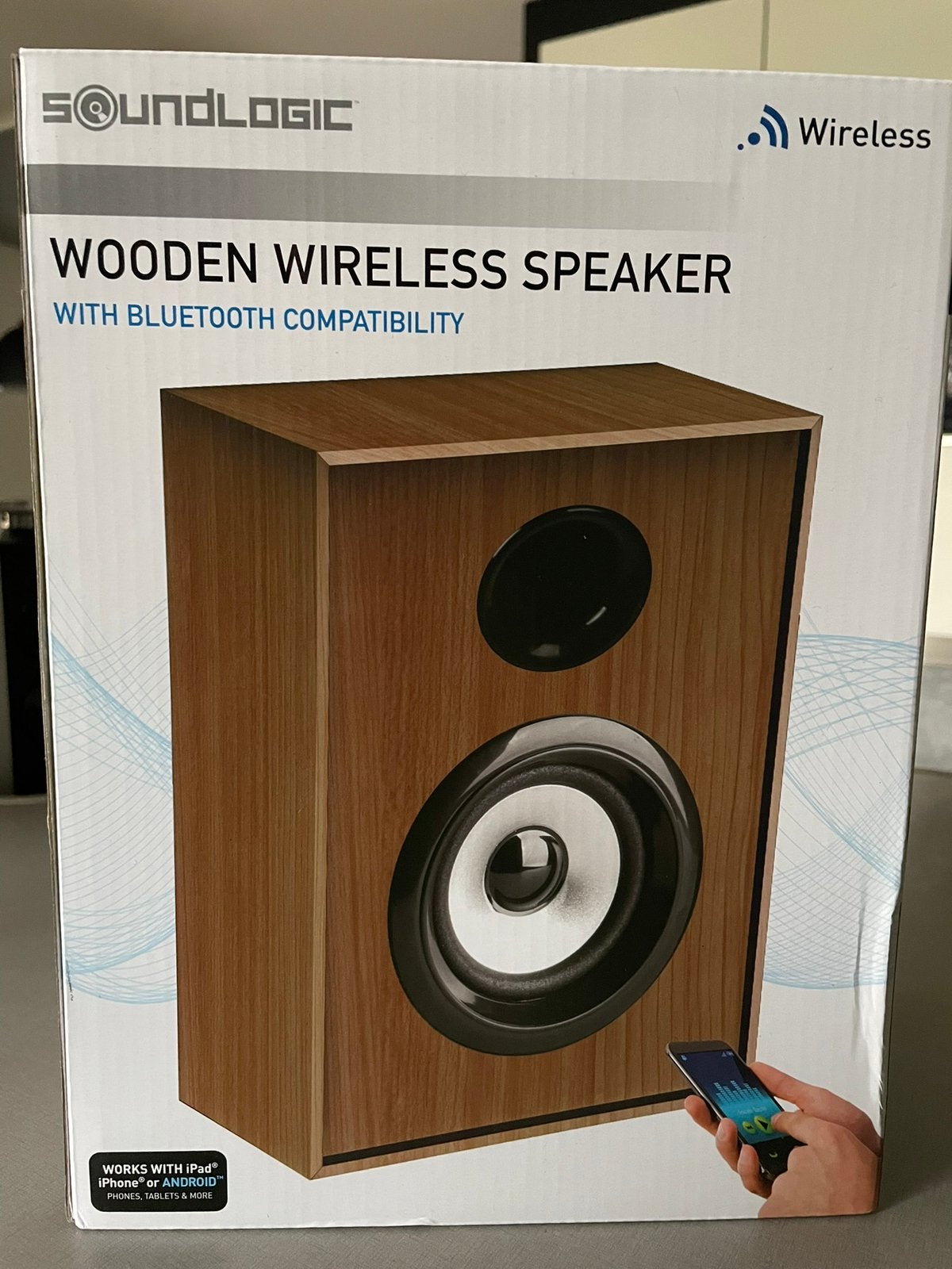 soundlogic houten draadloze speaker met bluetooth, Overige merken, Overige typen, Ophalen of Verzenden, Zo goed als nieuw