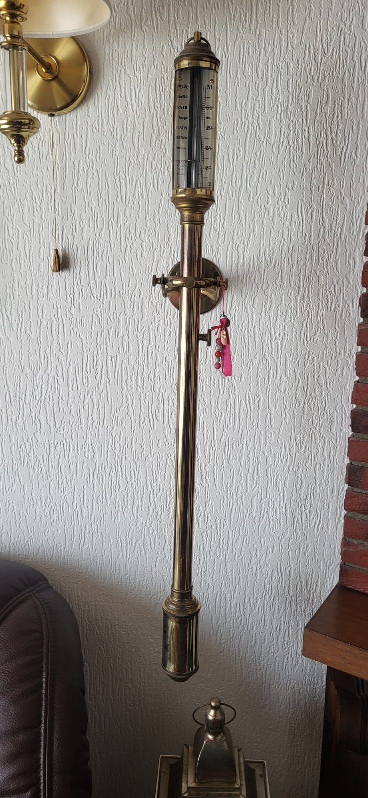 Antieke messing barometer - Weerstation, Ophalen, Gebruikt, Barometer