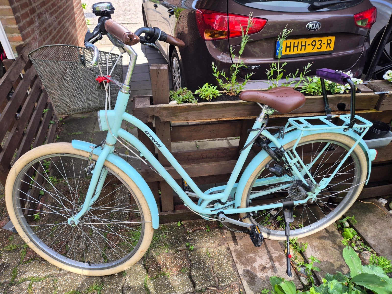 B'Twin Elops 520 Stadsfiets - Lichtblauw, Fietsen en Brommers, Fietsen | Dames | Damesfietsen, Ophalen, Gebruikt, Overige merken