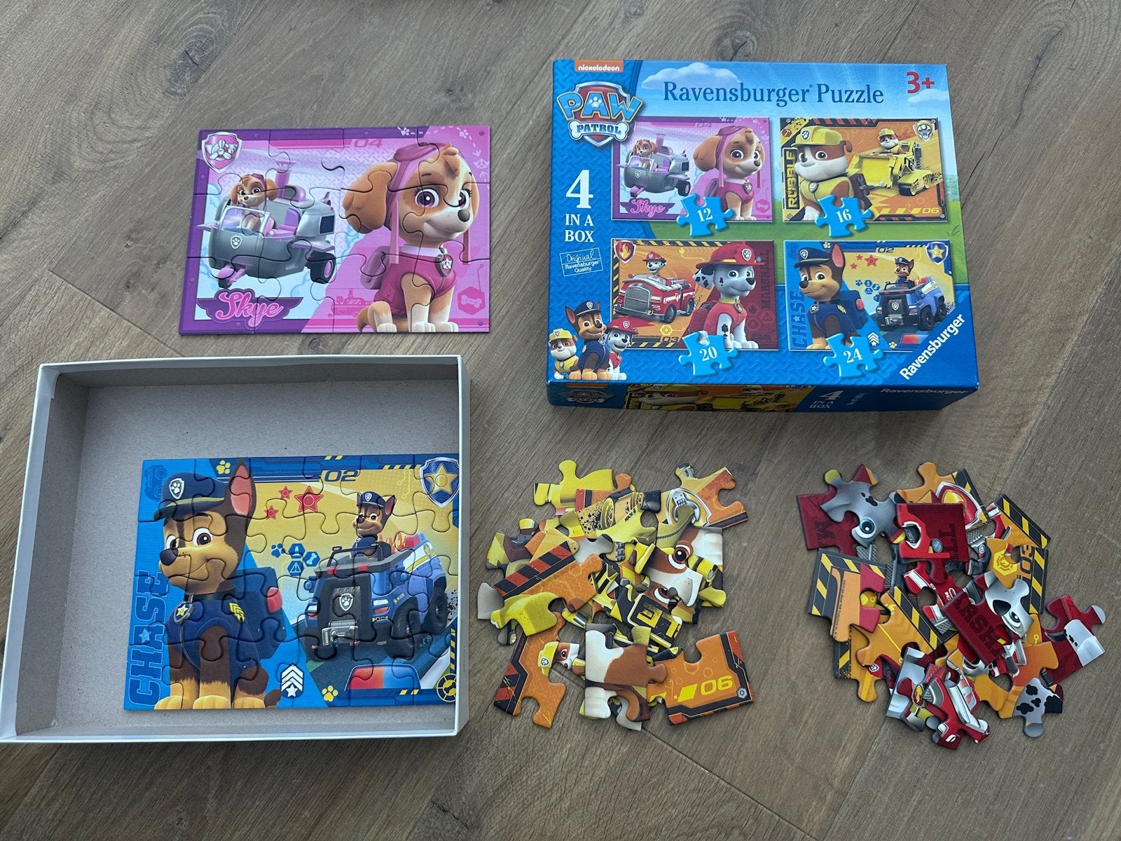 Paw Patrol Ravensburger Puzzels 4-in-1 Box, Complete, ZGAN, Ophalen of Verzenden, 10 tot 50 stukjes, Zo goed als nieuw, 4 tot 6 jaar