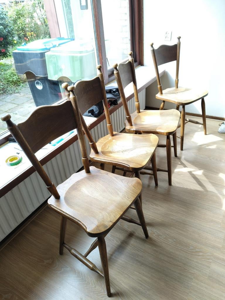Houten eetkamerstoelen, Ophalen, Gebruikt, Bruin, Vintage