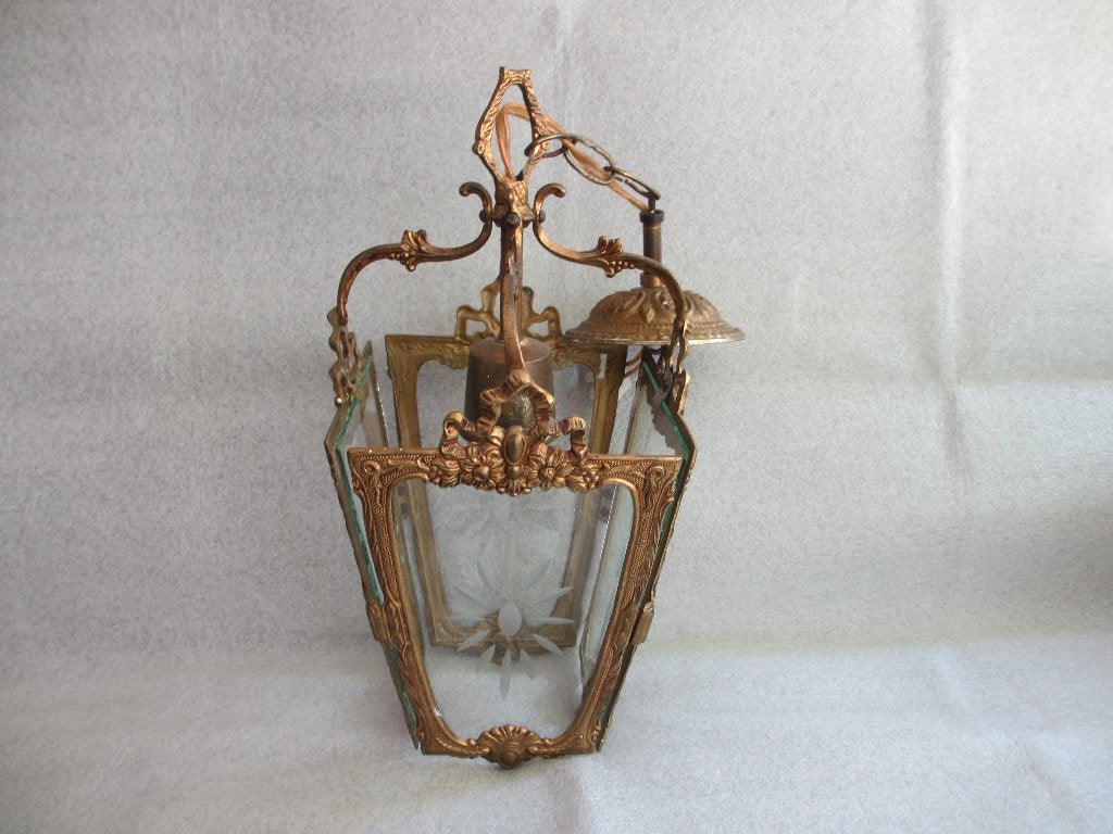 Antieke Franse hanglamp jaren 20 in Louis XV-stijl, Ophalen of Verzenden