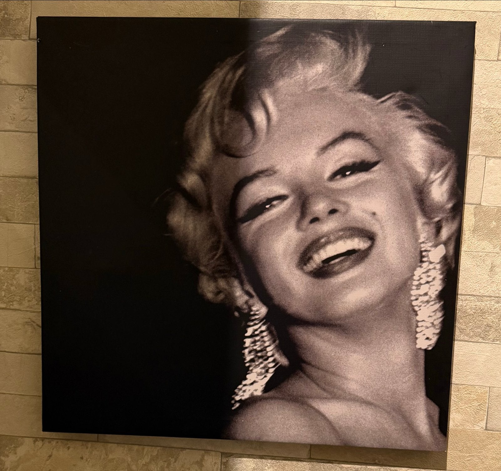 Marilyn Monroe Canvas Schilderij - Zwart-wit Pop Art, Ophalen of Verzenden, Zo goed als nieuw, Overige onderwerpen