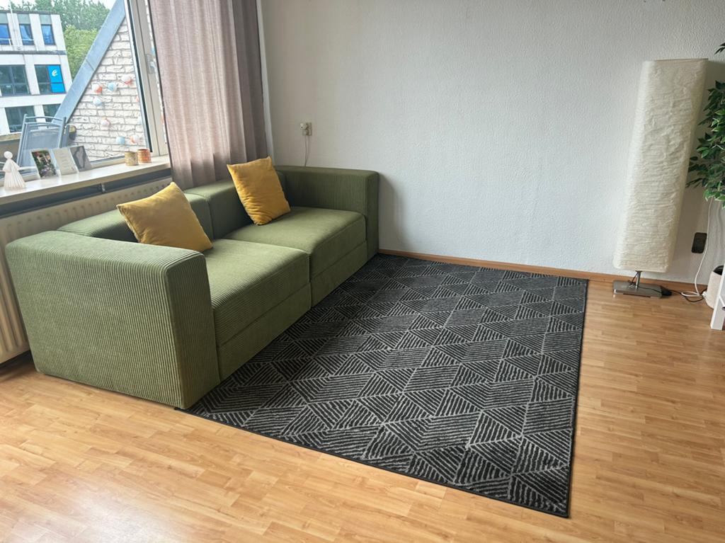 IKEA Zwart Grijs Vloerkleed 170x240cm, Ophalen, 100 tot 150 cm, 200 cm of meer, Grijs