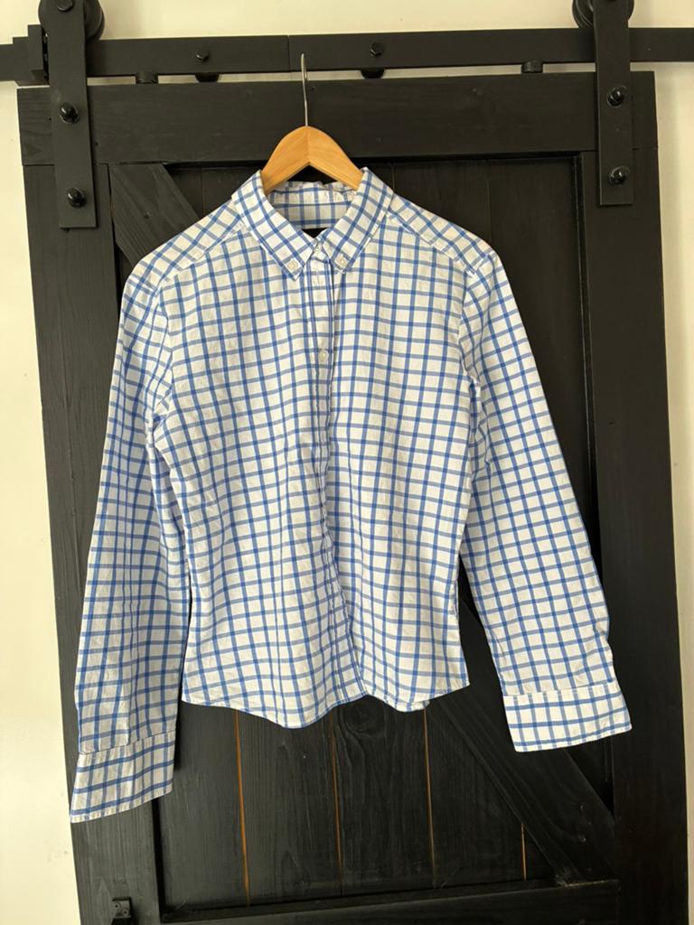 Zgan.100%katoenen getailleerde superleuke blouse, Kleding | Dames, Ophalen of Verzenden, Zo goed als nieuw, Blauw