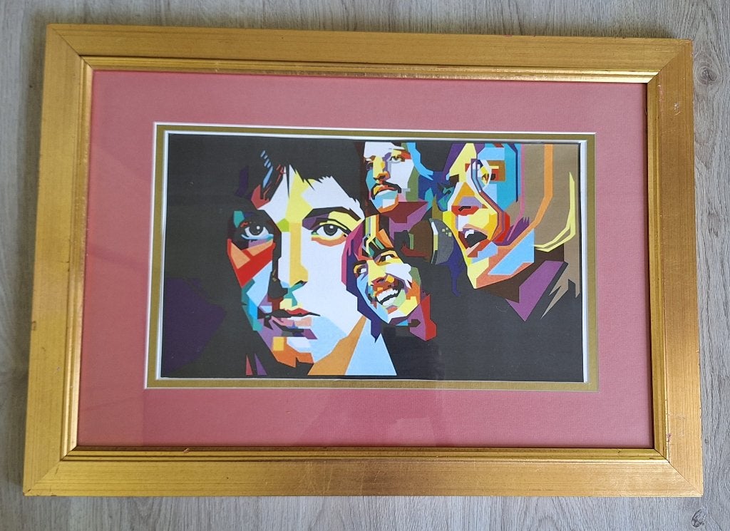 Mooi ingelijste popart afbeelding van de Beatles, Ophalen, Minder dan 50 cm, Zo goed als nieuw, Schilderij