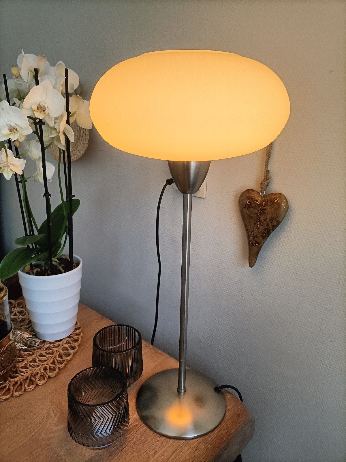 Vintage IKEA Trettiotre Tafellamp - Opaline Glas Jaren '90, Ophalen, Gebruikt, Vintage, Wit