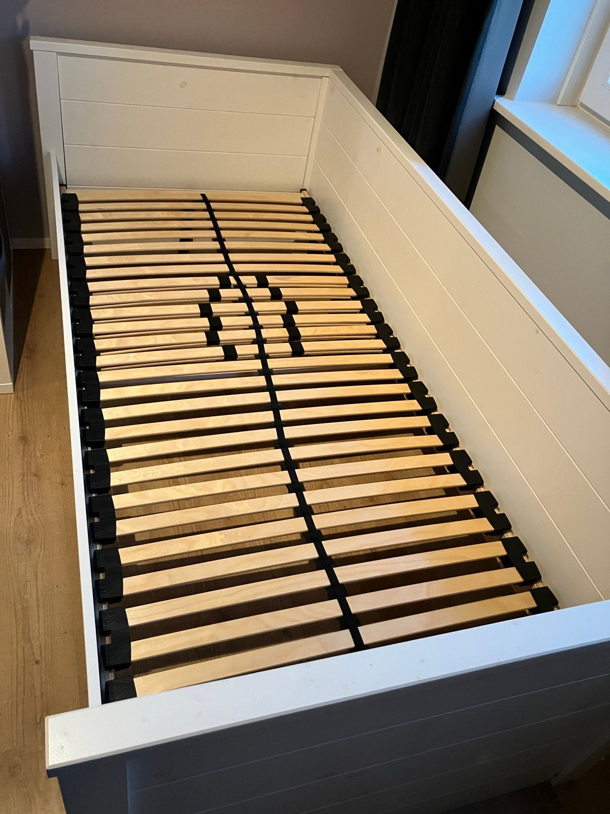 WOOOD Nikki bedbank grenen wit 100x207 cm met lattenbodem, Ophalen, Eenpersoons, Wit, 200 cm