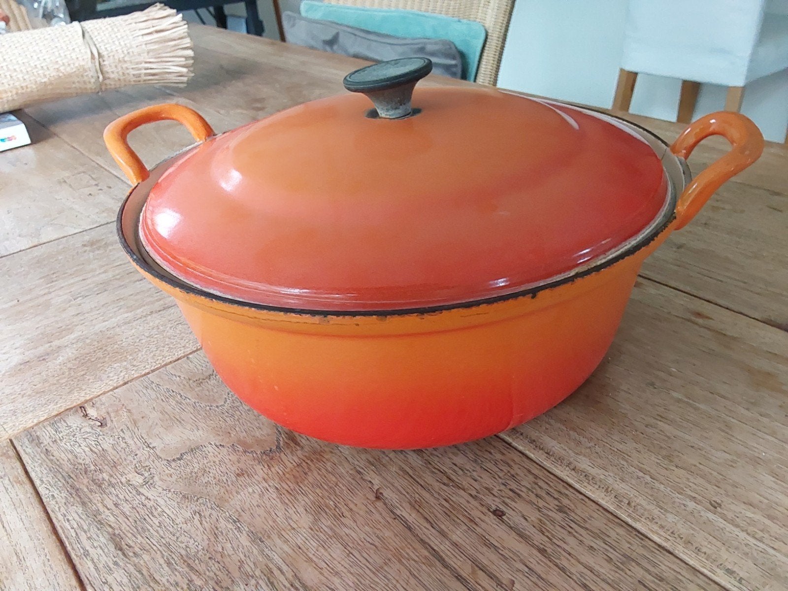 Oude goed gebruikte gietijzeren braadpan 28 cm, Ophalen of Verzenden, Gebruikt, Gietijzer, Koekenpan of Braadpan