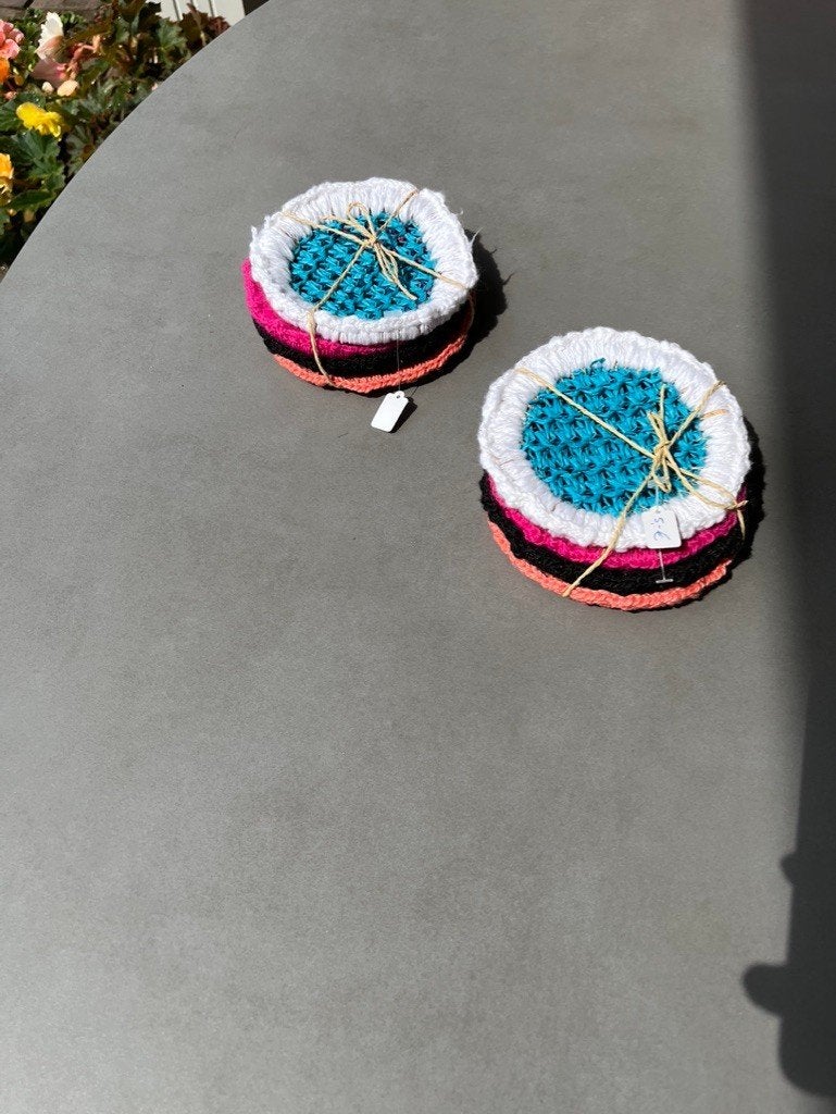2 sets van 4 raffia gehaakte onderzetters, Verzenden, Glasonderzetter, Stapelbaar, Nieuw
