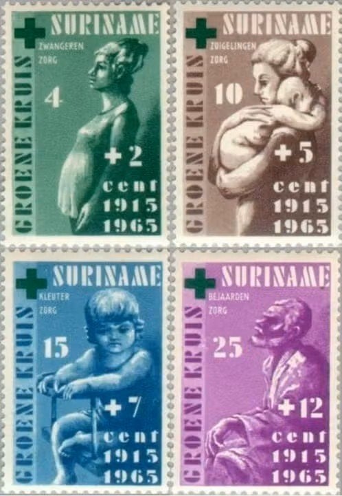 Suriname 1965 - nvph 420-423 - Groene Kruis, Postzegels en Munten, Postzegels | Suriname, Ophalen of Verzenden