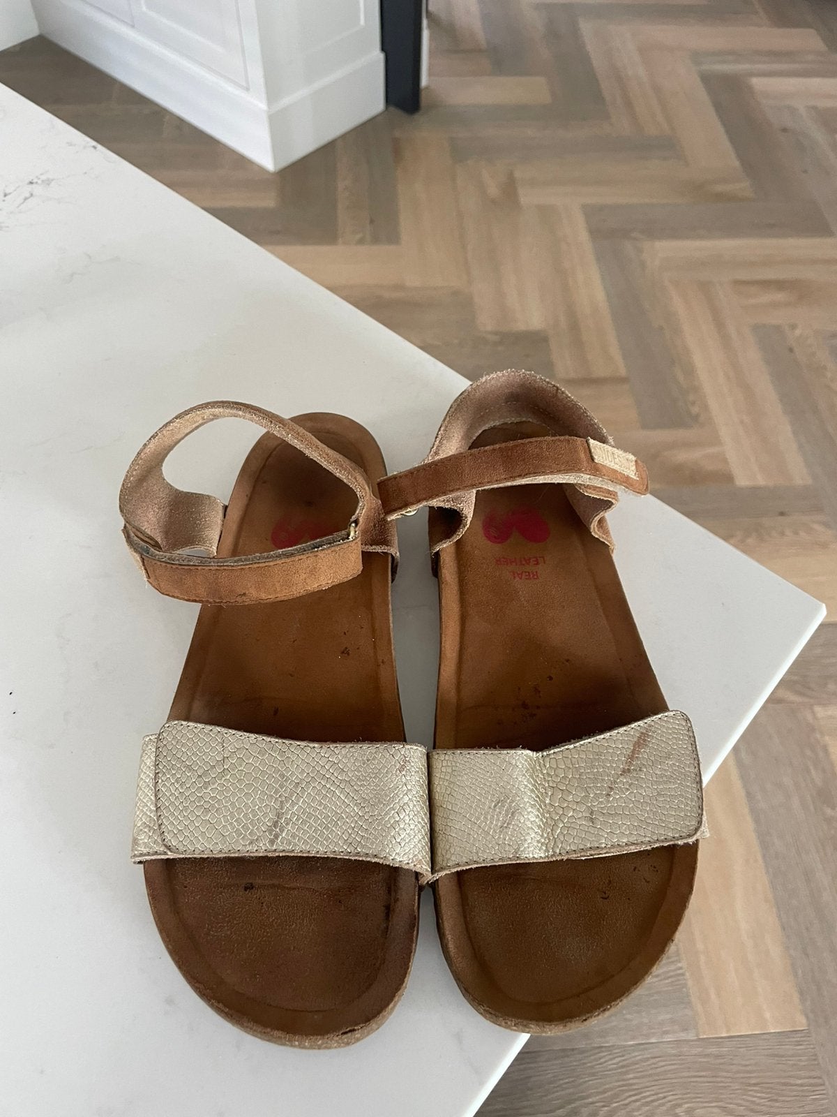 Sandalen sandaaltjes leer 39, Kleding | Dames, Schoenen, Overige kleuren, Gedragen, Sandalen of Muiltjes, Ophalen of Verzenden
