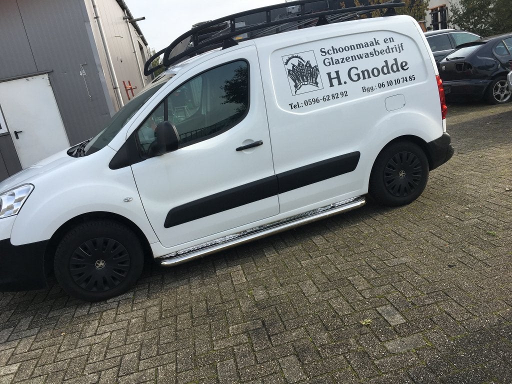 Peugeot Partner Sidebars met rvs trede, Ophalen, Niet ingevuld, Niet ingevuld, Niet ingevuld