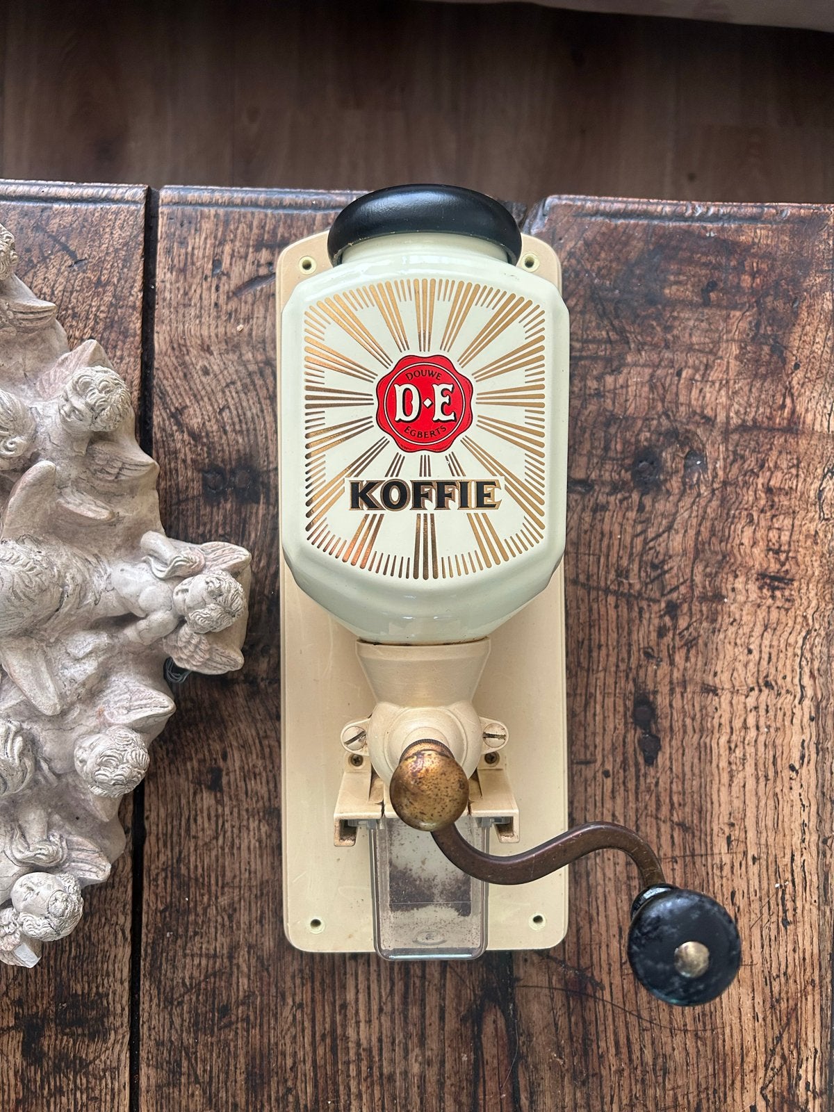 Vintage Douwe Egberts wand koffiemolen, Antiek en Kunst, Ophalen