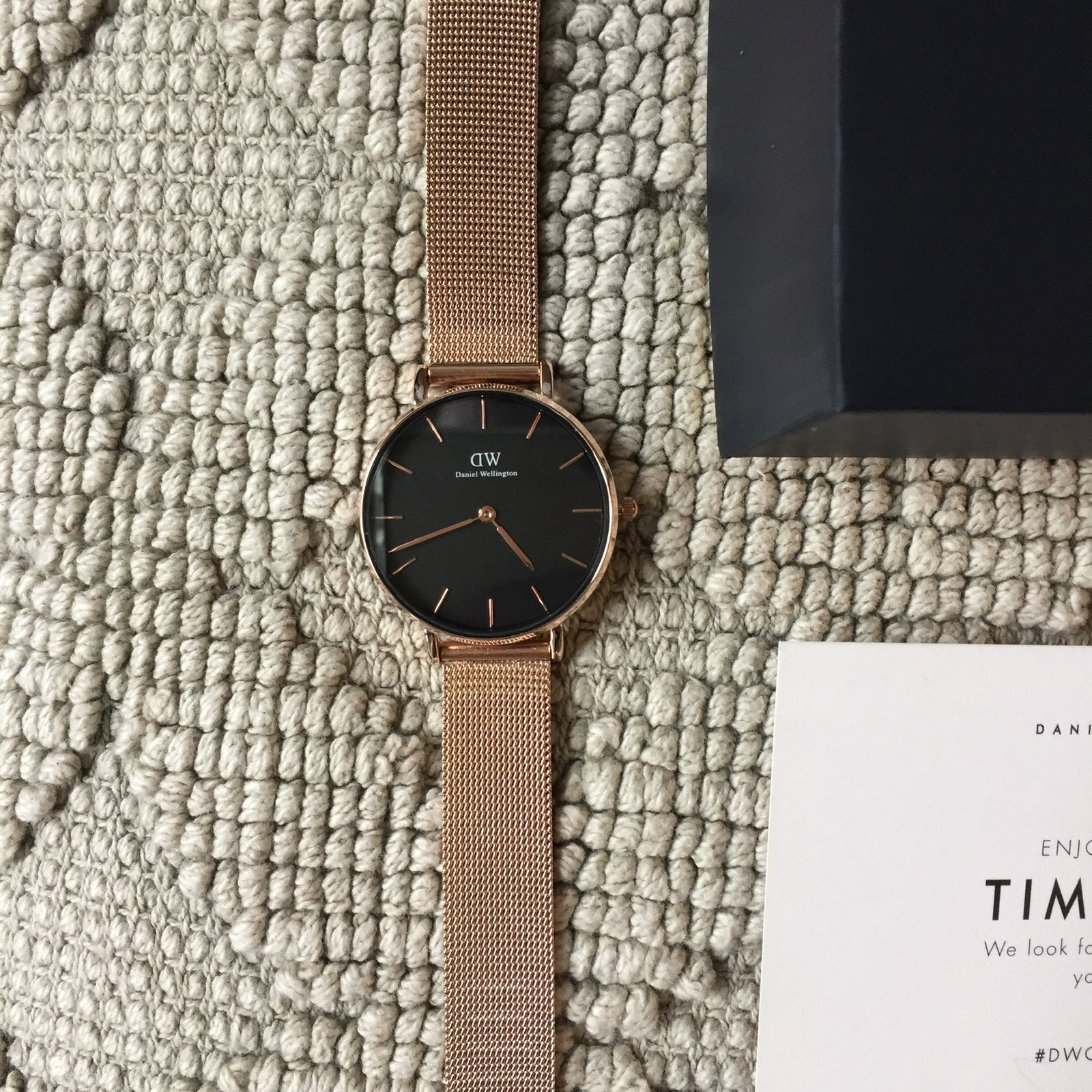 Daniël wellington horloge rose gouden bandje zwart plaatje, Ophalen of Verzenden, Nieuw, Overige merken