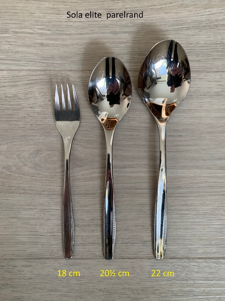 Sola elite romantica parelrand, groentelepel, lepel en vork, Ophalen of Verzenden, Sola, Rvs of Chroom