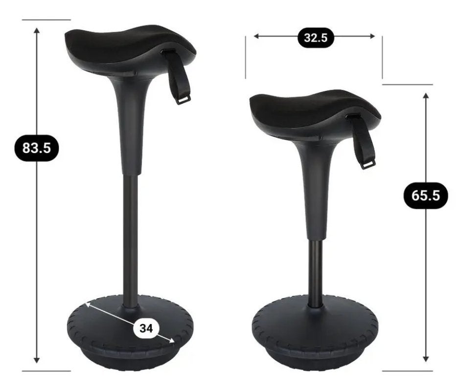 Ergonomische zit-sta kruk, Ophalen, Gebruikt, Zwart, Bureaukruk