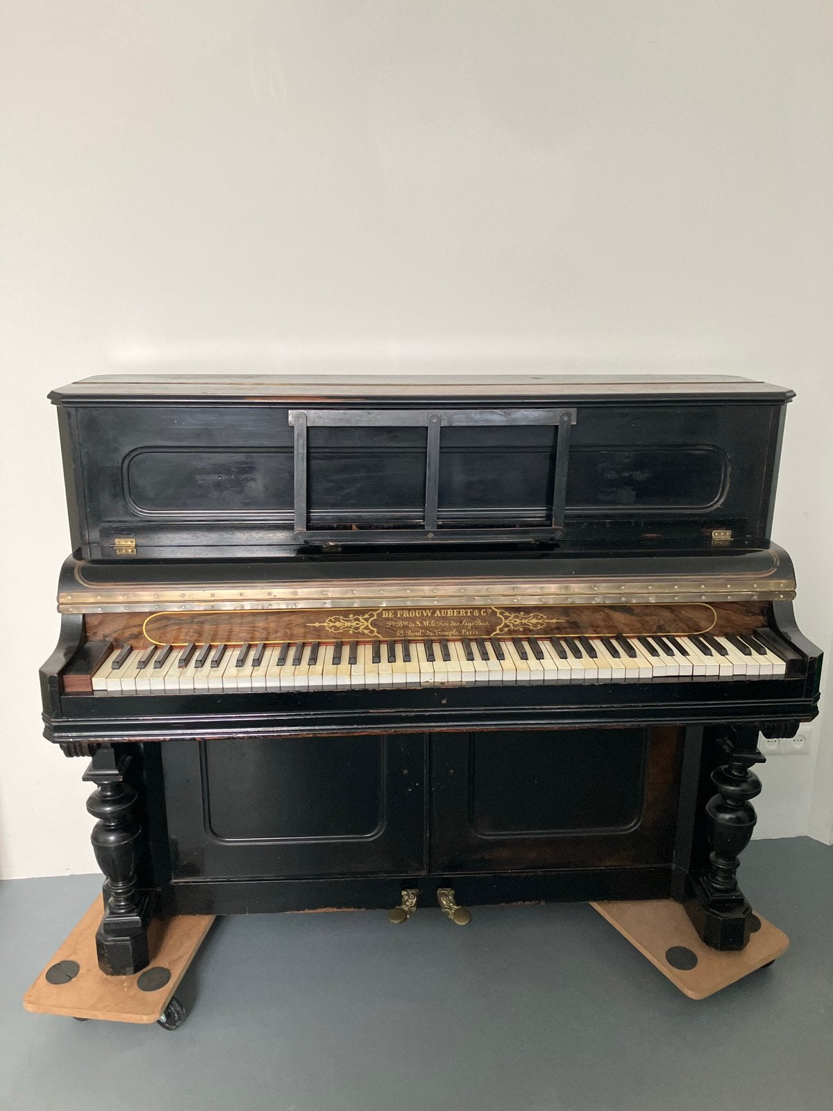 Antieke piano De Prouw Aubert & Co, Muziek en Instrumenten, Ophalen, Gebruikt, Zwart, Piano