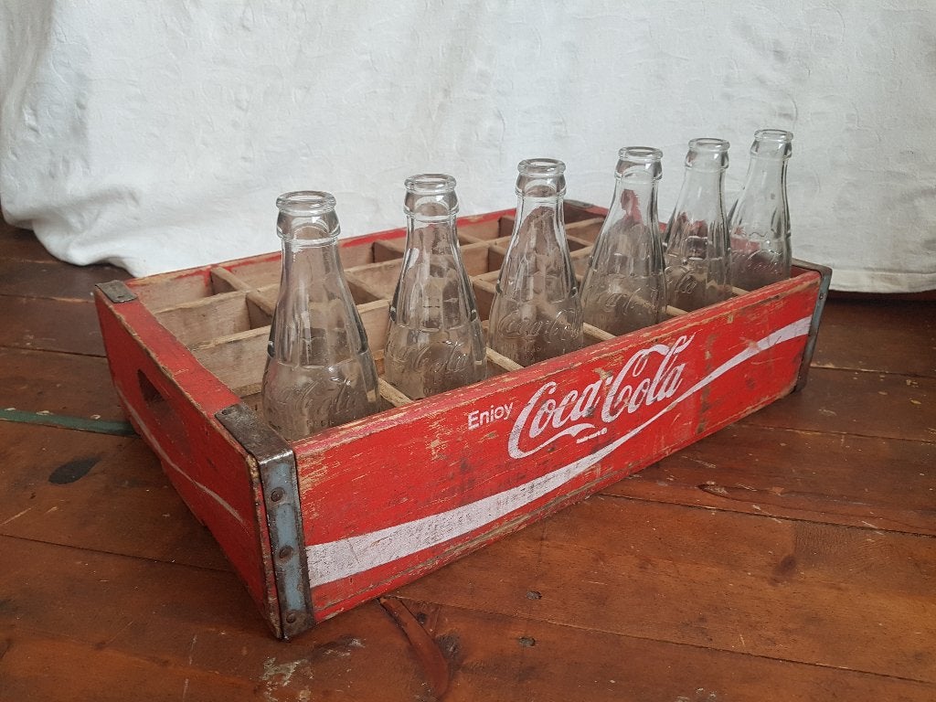 Enjoy Coca-Cola Kratje met flesjes - Vintage jaren 60-70, Verzamelen, Merken en Reclamevoorwerpen, Ophalen of Verzenden, Gebruikt
