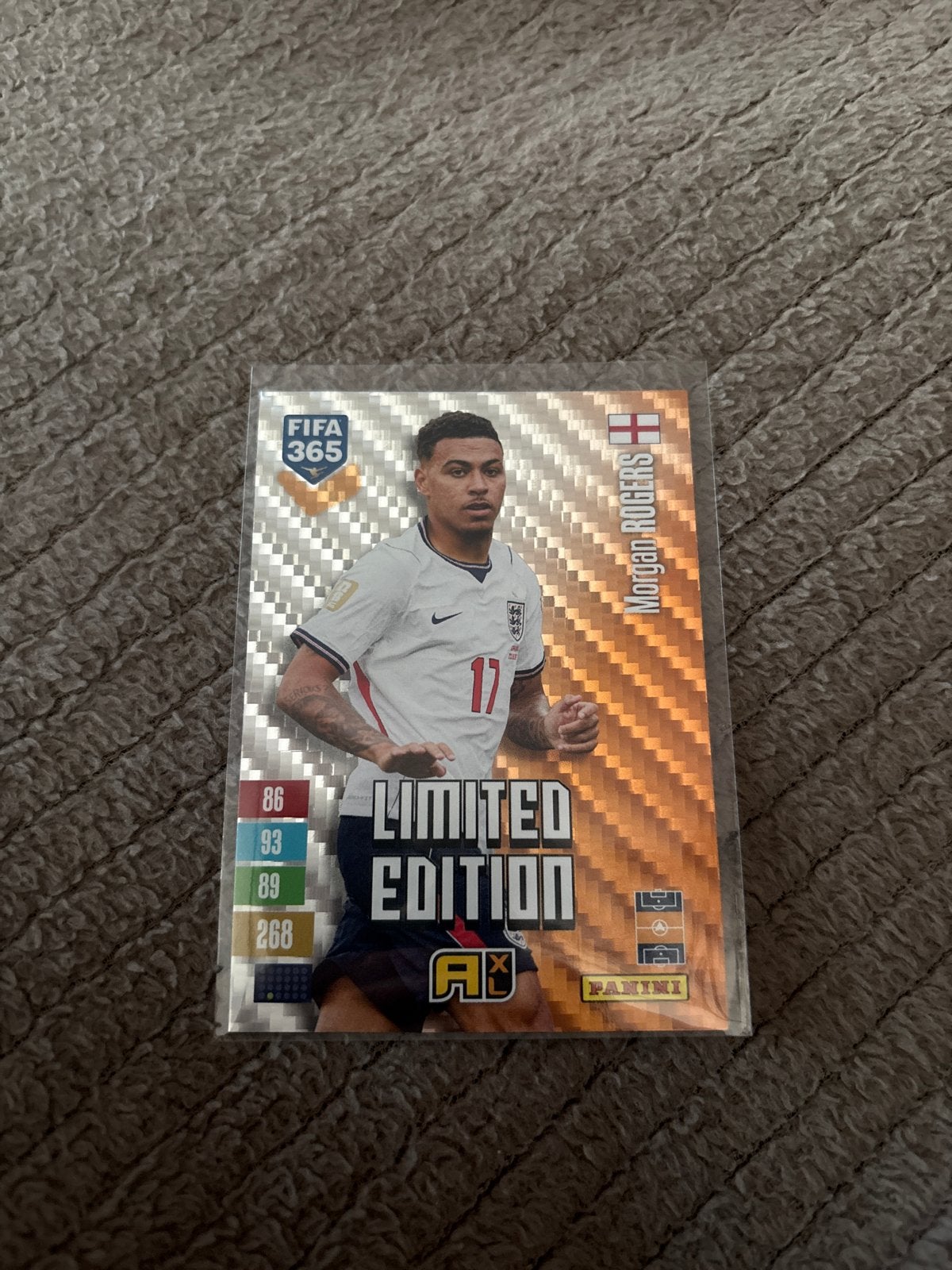FIFA 365 Limited Edition Morgan Rogers panini 2027, Ophalen of Verzenden, Zo goed als nieuw, Buitenlandse clubs, Spelerskaart