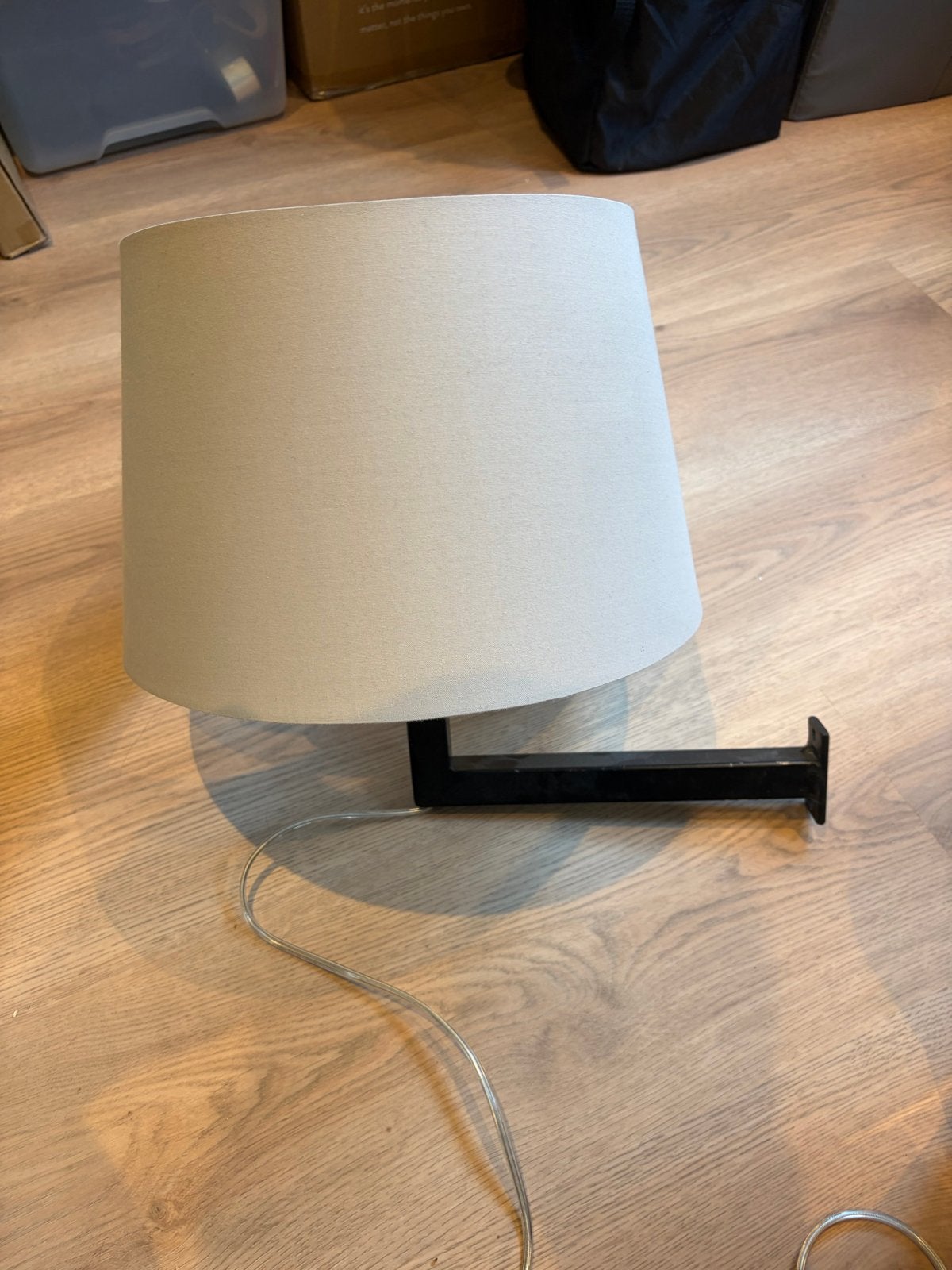 Set van 2 wandlampen met stoffen kap - Beige/Zwart, Huis en Inrichting, Ophalen, Gebruikt, Overige fittingen, Metaal