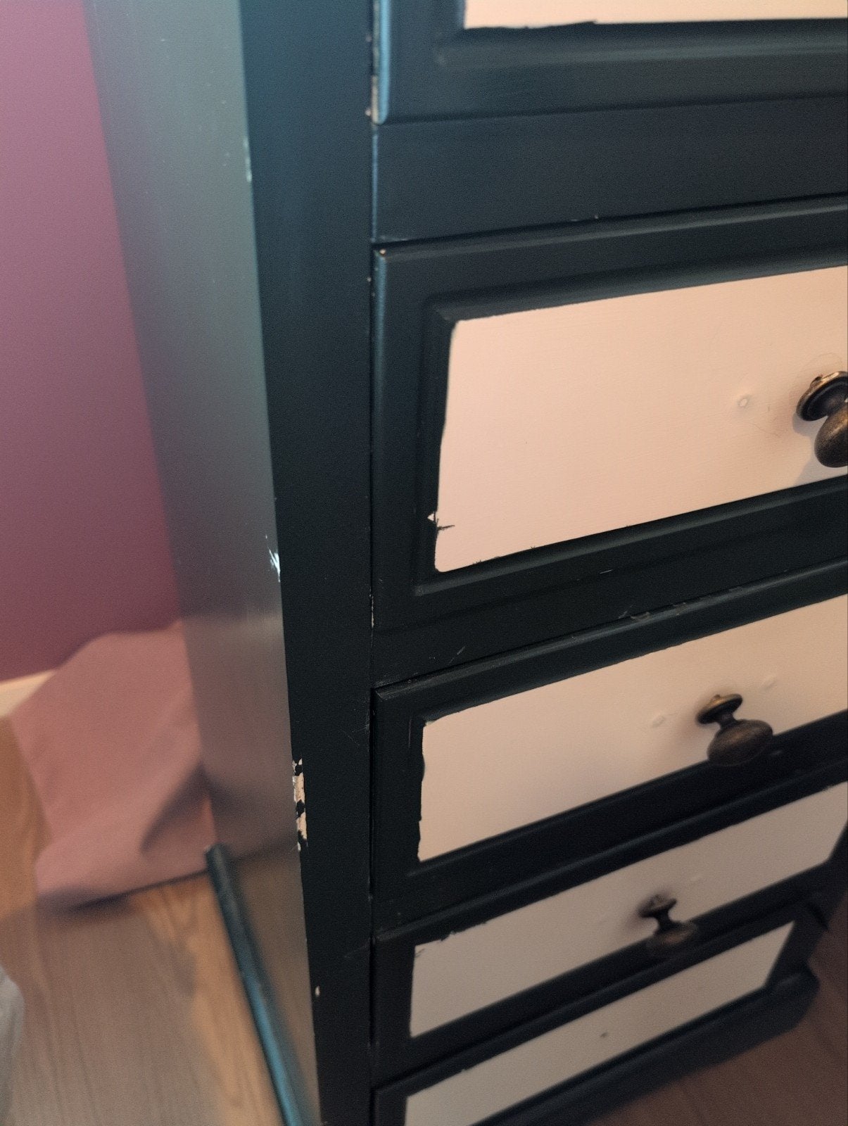 Donkergroene houten ladekast, ideaal voor upcycling!, Ophalen, Gebruikt, 5 laden of meer, 100 tot 150 cm