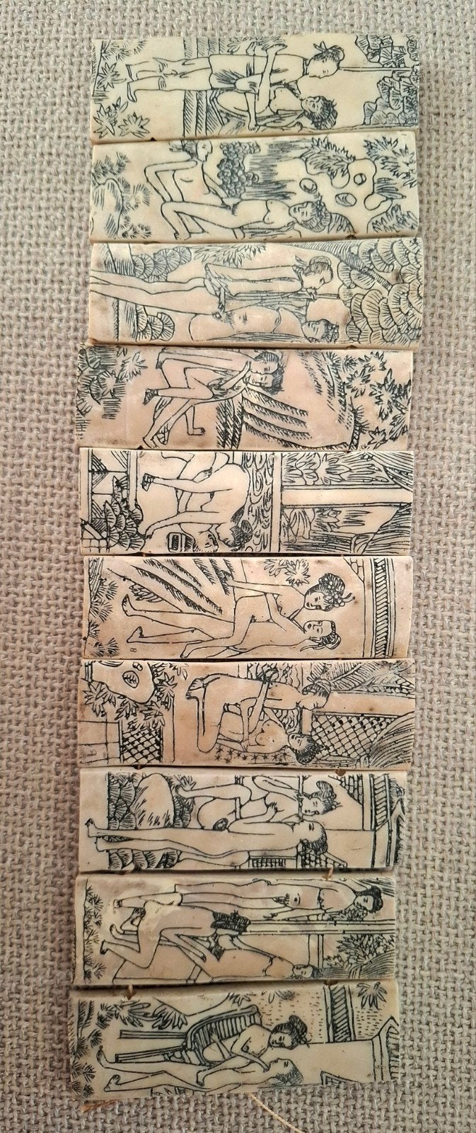 Antieke Kama Sutra botgravures - Erotische kunst, Ophalen of Verzenden