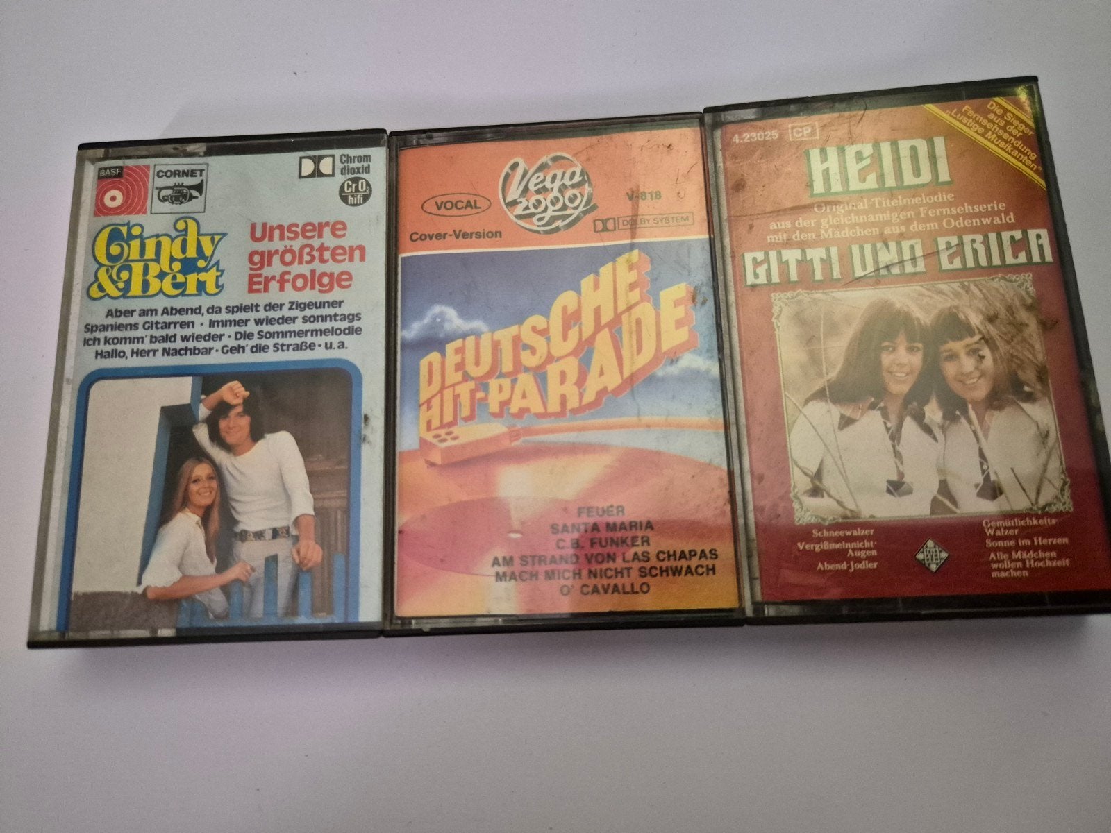 3 Cassettebandjes: Cindy & Bert, Deutsche Hitparade, Heidi, Gebruikt, 2 t/m 25 bandjes, Ophalen of Verzenden, Voorbespeeld