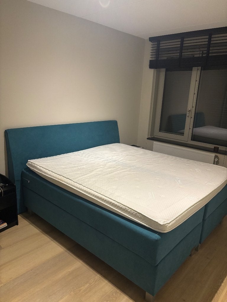 Hälsing luxe Queen Size boxspring incl. zomer/winter topper, Ophalen, Tweepersoons, 190 cm of minder, 180 cm
