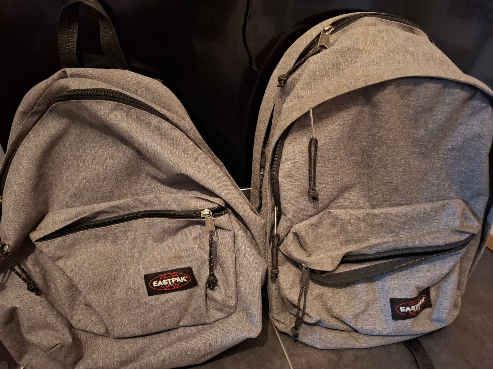 Twee Eastpak rugzakken - Grijs, Ophalen, Gebruikt, 25 tot 40 cm, Eastpak