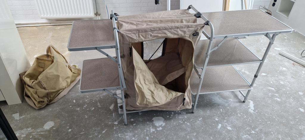 Draagbare stevige camping kooktafel met opbergrekken, Ophalen, Campingtafel