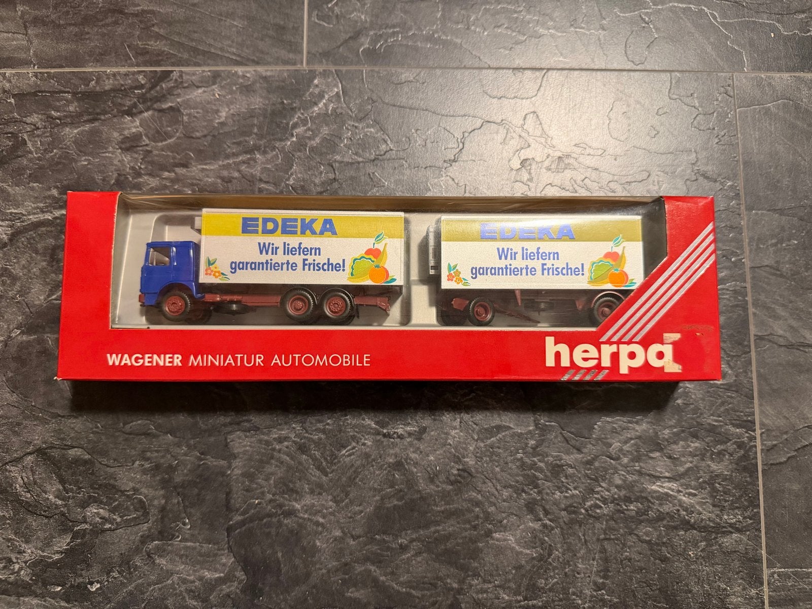 Herpa H0/1:87 Edeka Vrachtwagen met Aanhanger, Ophalen of Verzenden, Zo goed als nieuw, Bus of Vrachtwagen, Herpa